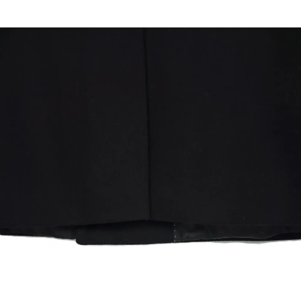 Nautica Mens Classic Fit Overcoat 42R Black Solid Wool Blend Double Breasted